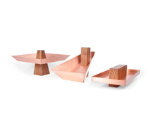 Pedestal Tray, Copper, Walnut, Fruit Bowl