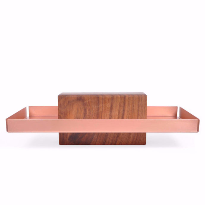 Pedestal Tray, Copper, Walnut, Catch-all